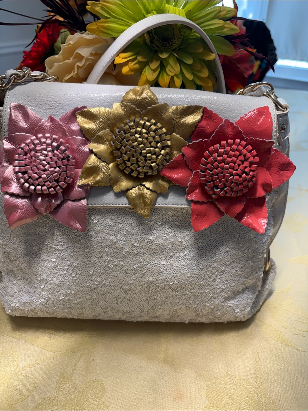 vintage Original by Sharif sequin and leather shoulder bag